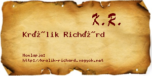Králik Richárd névjegykártya